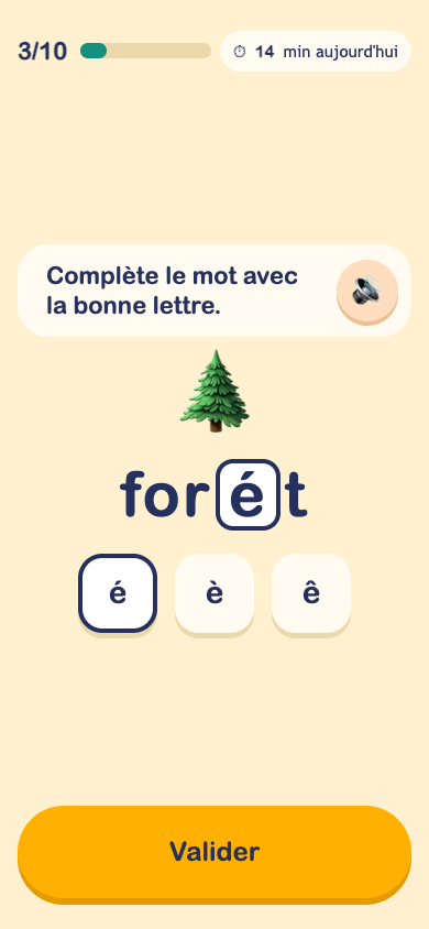 Exercice : compléter le mot